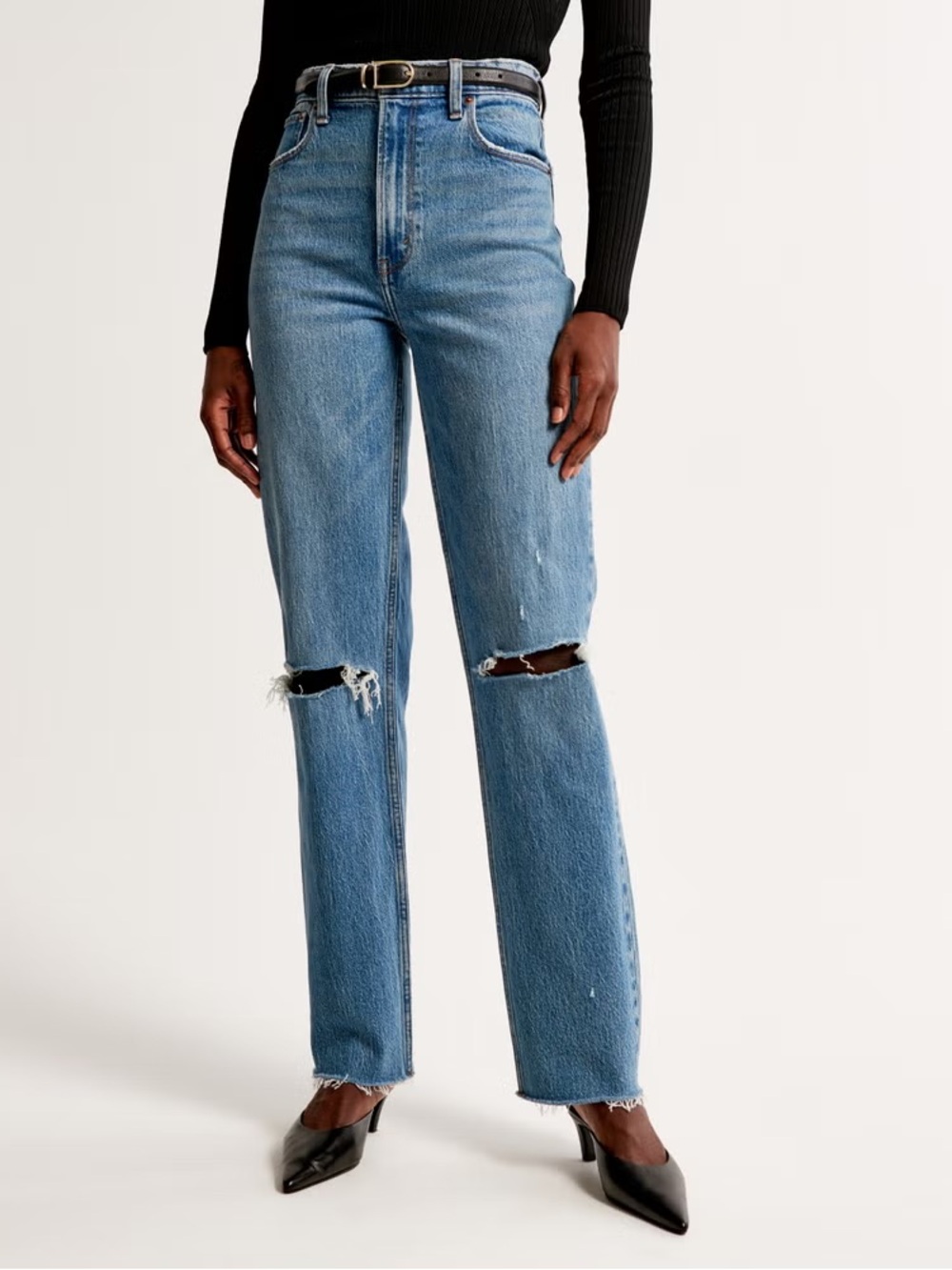Abercrombie & Fitch Curve Love Ultra High Rise 90s Straight Jeans